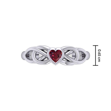 Celtic Knotwork Ring With Heart Gemstone TRI2306 - Jewelry